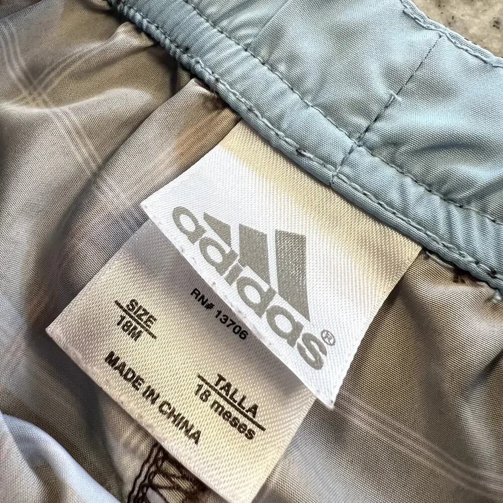 Adidas Brown + Blue Plaid Swim Trunks Size 18 Mo